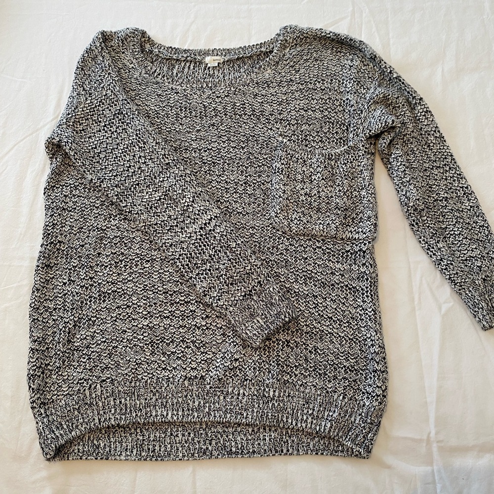 Oversized Black, White & Grey Knit Sweater